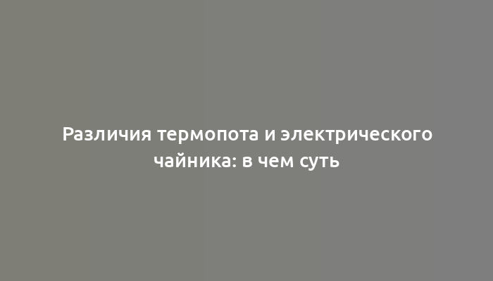 Различия термопота и электрического чайника: в чем суть