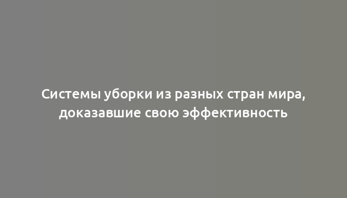 Системы уборки из разных стран мира, доказавшие свою эффективность